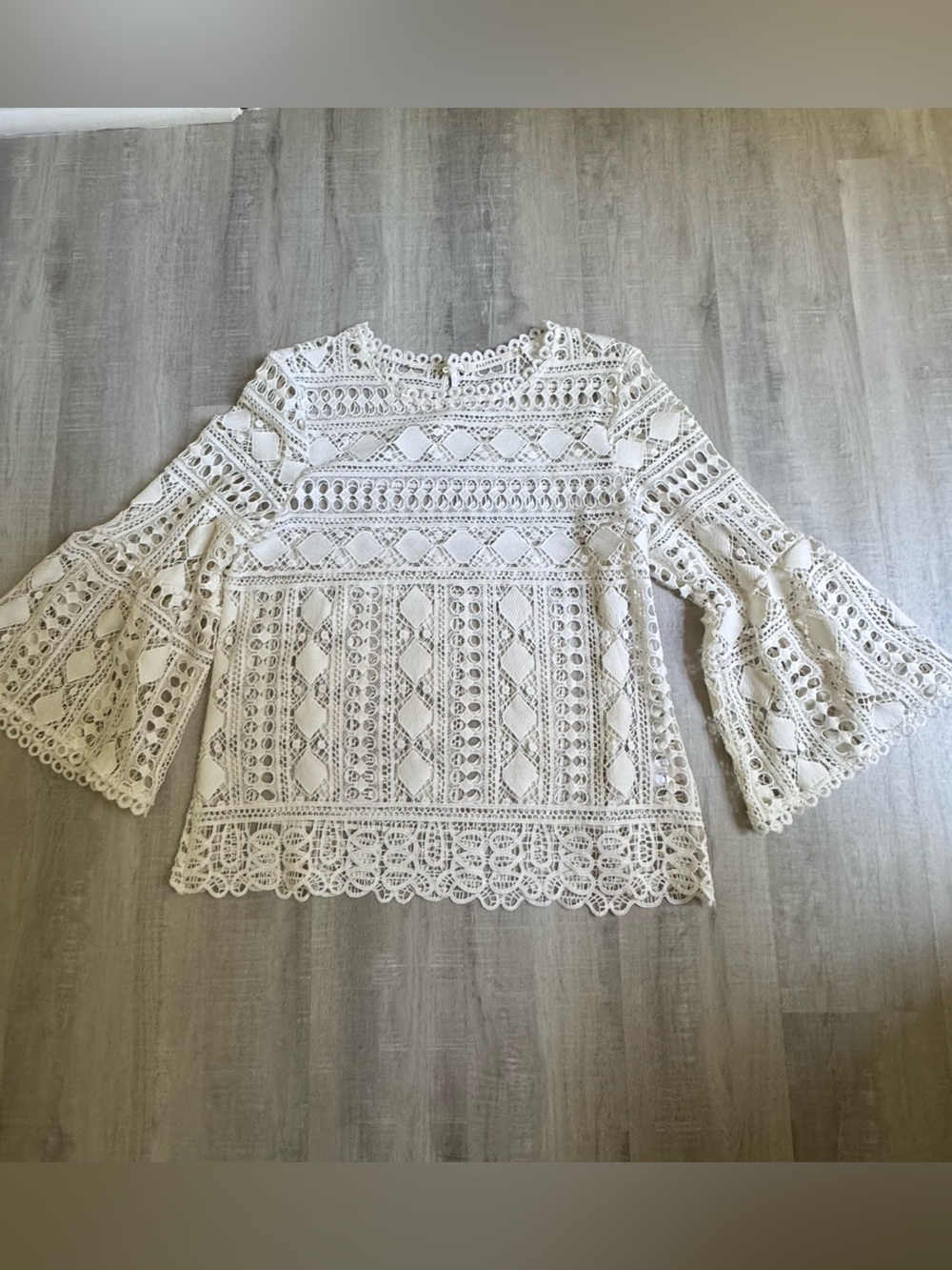 Ellison Ivory Crochet Lace Bell Sleeve Blouse